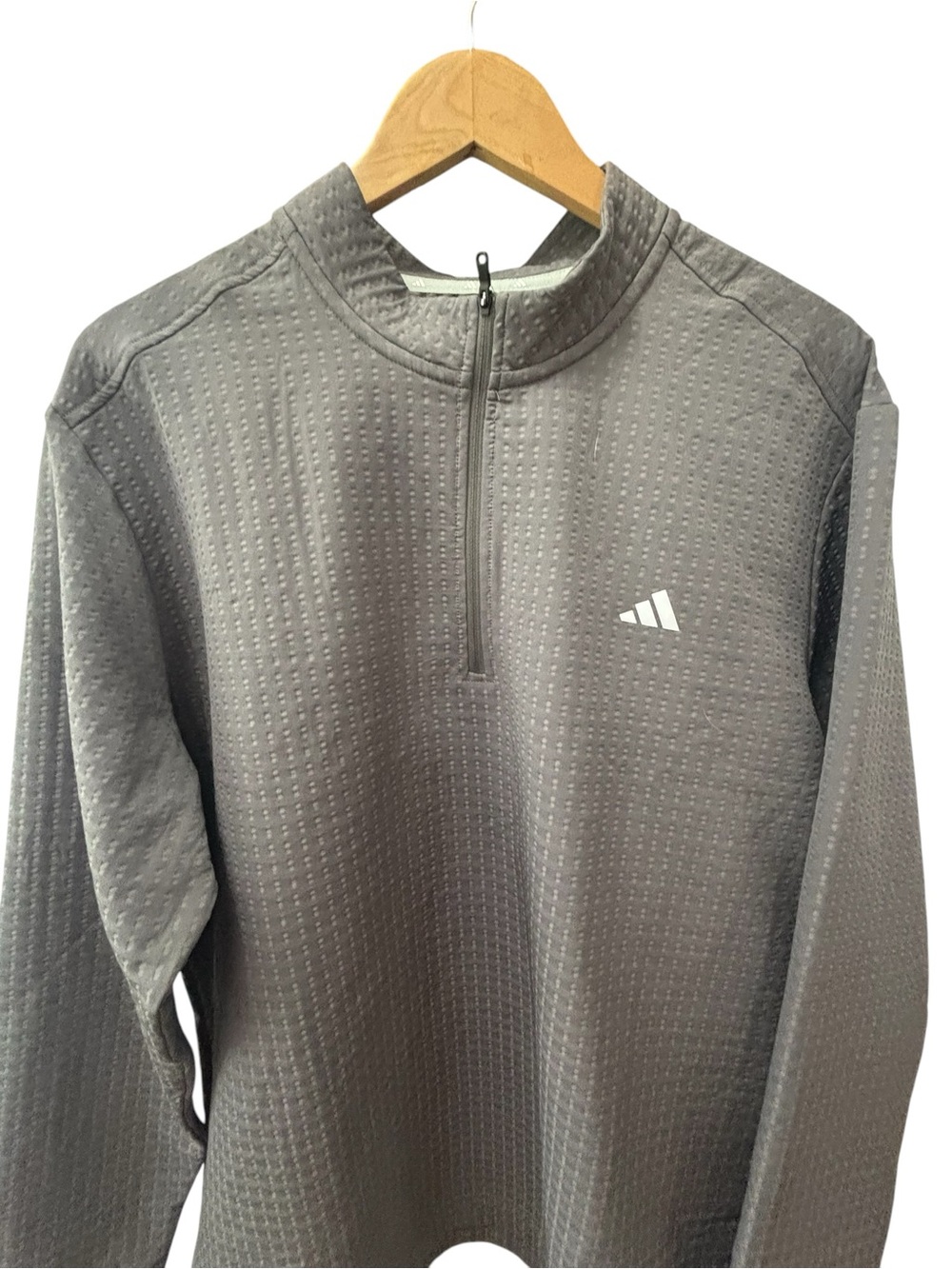 Adidas Golf Textured Quarter-Zip Pullover Mens Size XL NWT Grey - Picture 2 of 8